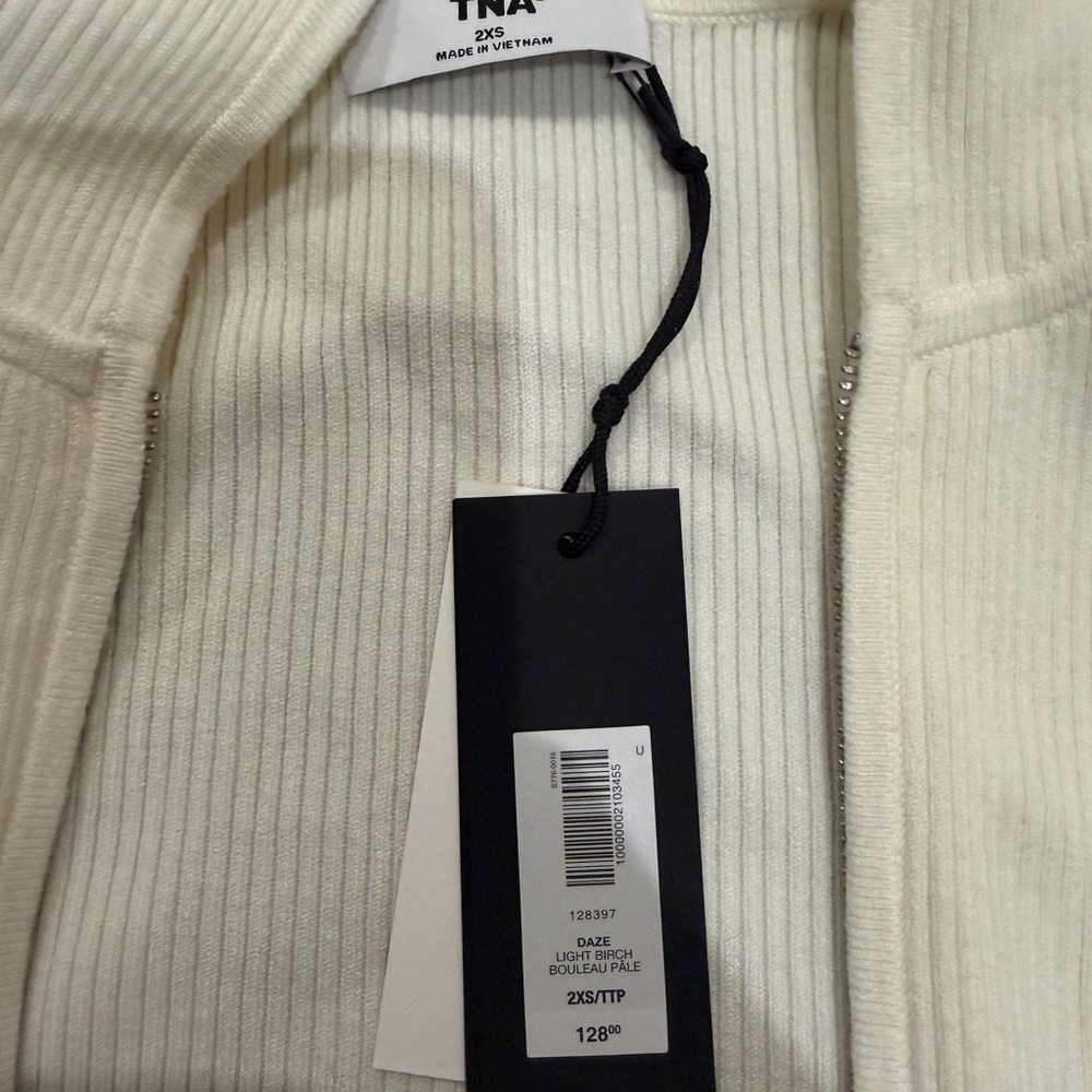 TNA Off-White Ribbed Zip-Up Jacket - Picture 6 of 6
